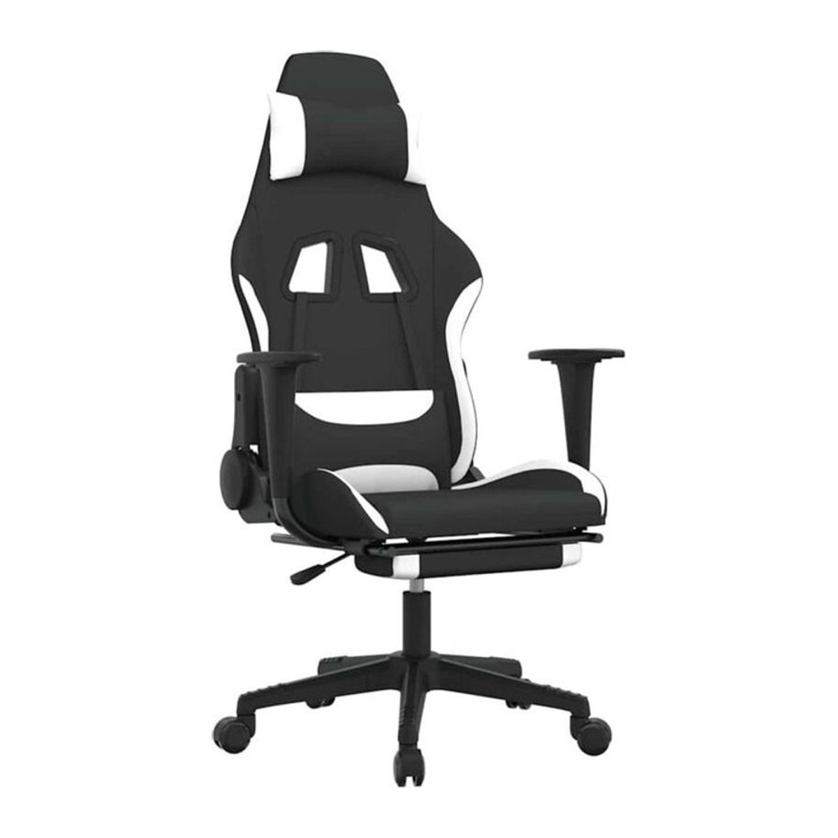 vidaxl Gamingstuhl mit Massagefunktion und Fußstütze aus Stoff in Schwarz/Weiß - Bild 1
