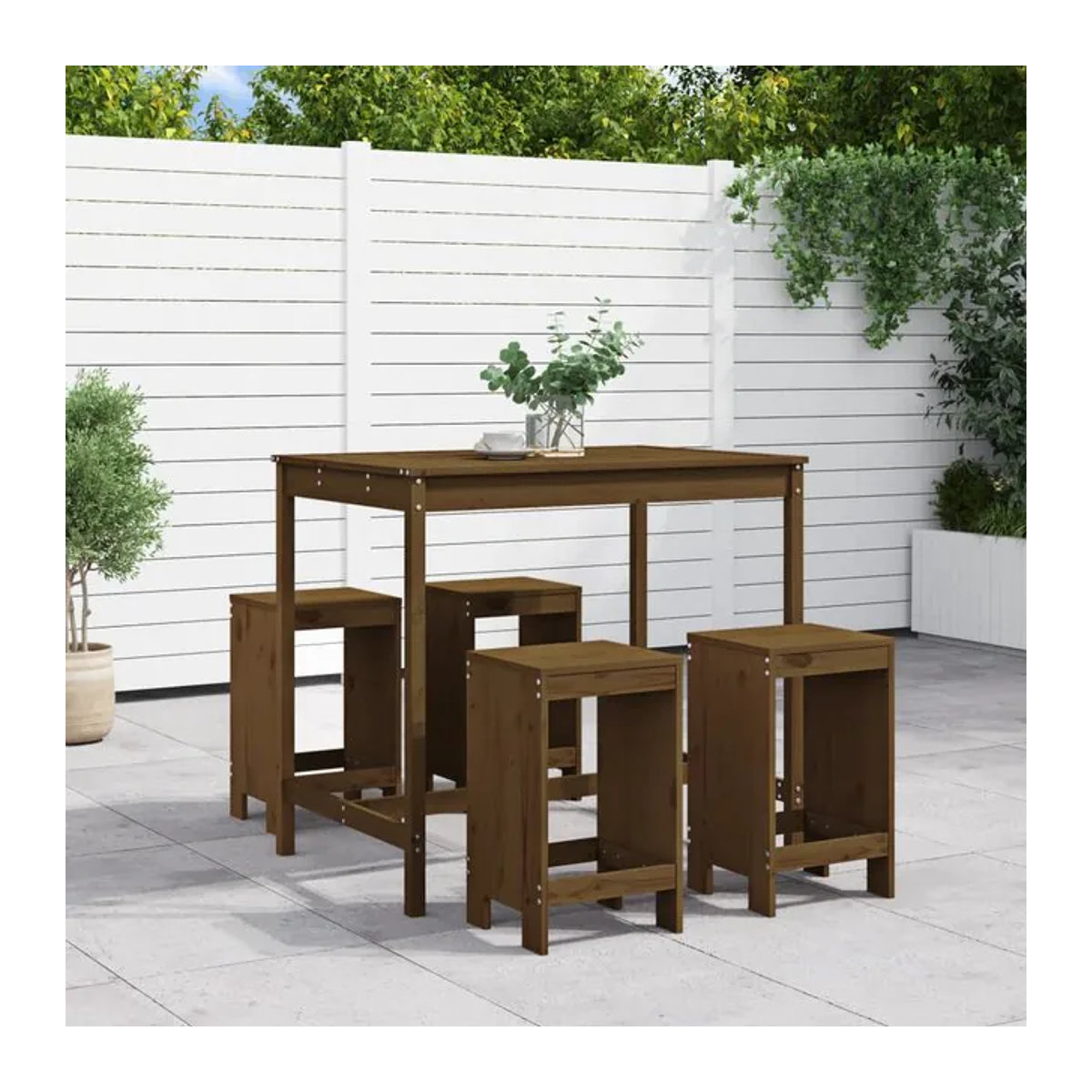 Vidaxl Garten-Bartisch-Möbelset aus Kiefer Massivholz, 5-teilig, Braun - Bild 1