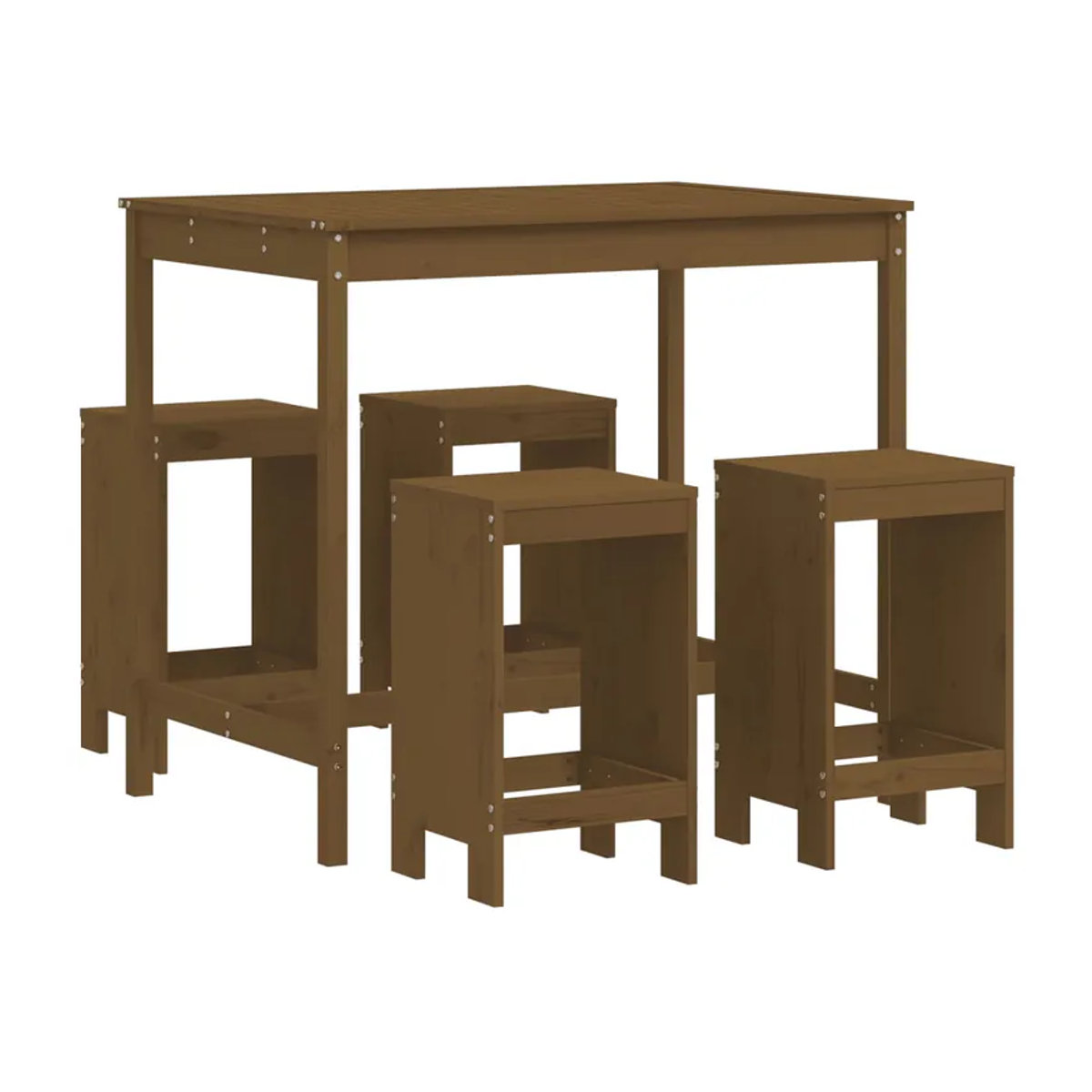 Vidaxl Garten-Bartisch-Möbelset aus Kiefer Massivholz, 5-teilig, Braun - Bild 2