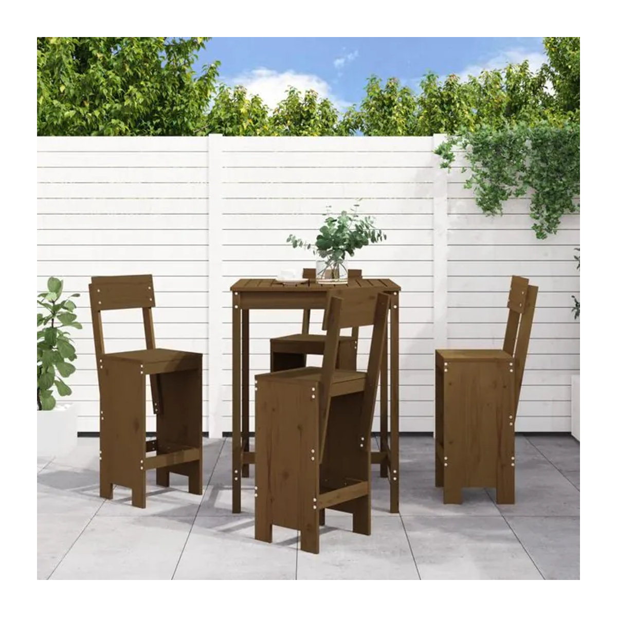 Vidaxl Garten-Bartisch-Möbelset aus Kiefer Massivholz, 5-teilig, Braun - Bild 1