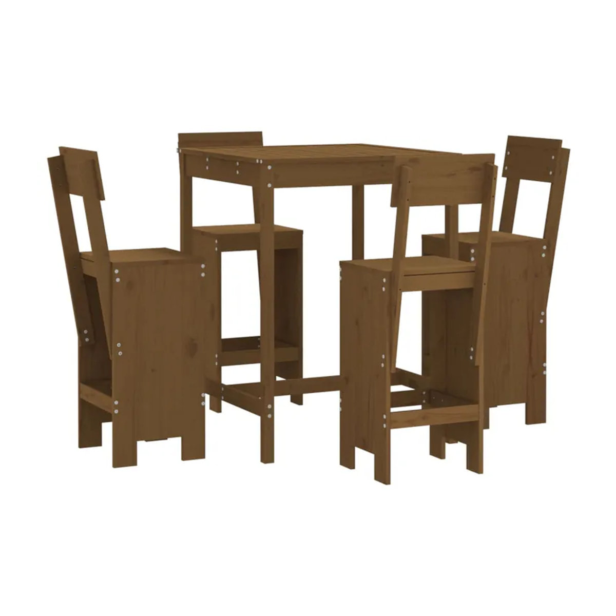 Vidaxl Garten-Bartisch-Möbelset aus Kiefer Massivholz, 5-teilig, Braun - Bild 2
