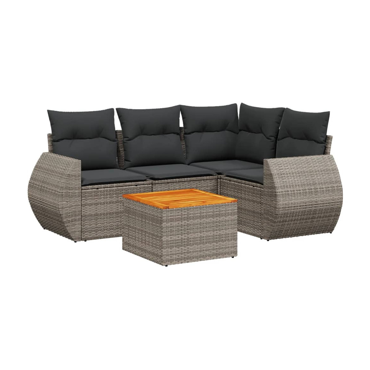 Vidaxl Garten-Sitzgruppe aus grauem PE-Rattan mit 5 Teilen und Kissen im modernen Design - Bild 2