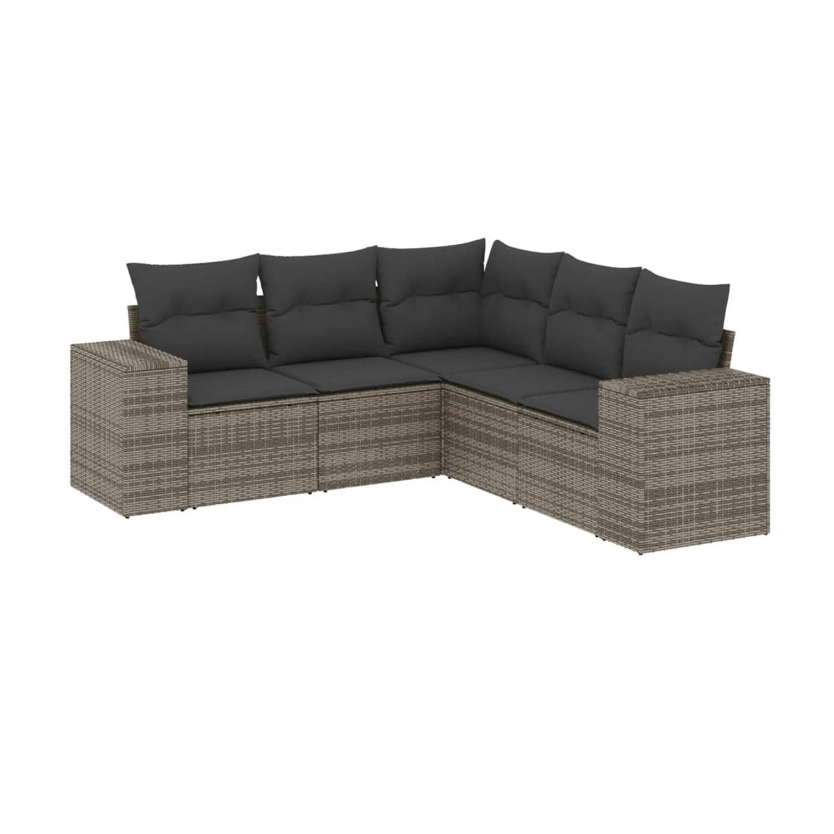 Vidaxl Garten-Sitzgruppe aus grauem PE-Rattan mit 5 Teilen und Kissen im modernen Design - Bild 2