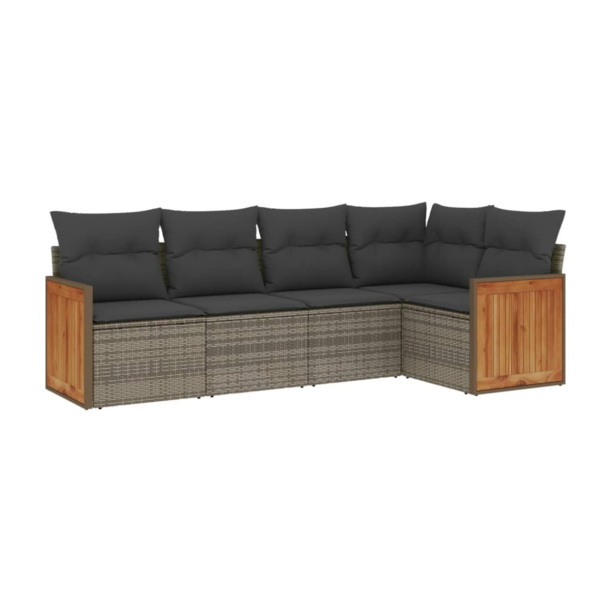 Vidaxl Garten-Sitzgruppe aus grauem PE-Rattan mit 5 Teilen und Kissen in modernem Design - Bild 2