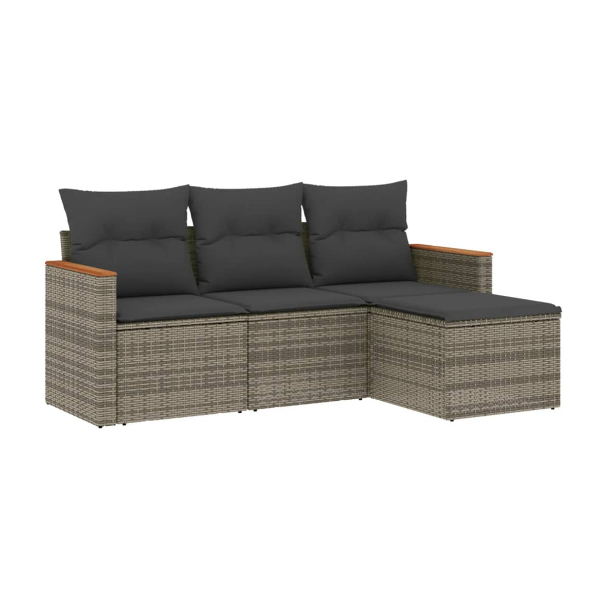 Vidaxl Garten-Sitzgruppe aus Rattan mit Kissen in Grau - Bild 2