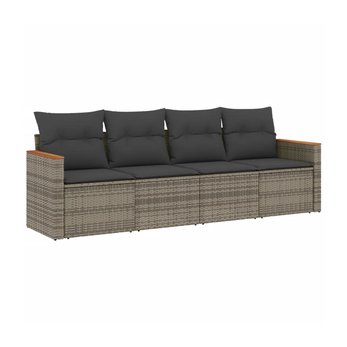 Vidaxl Garten-Sitzgruppe aus Rattan mit Kissen in Grau - Bild 2