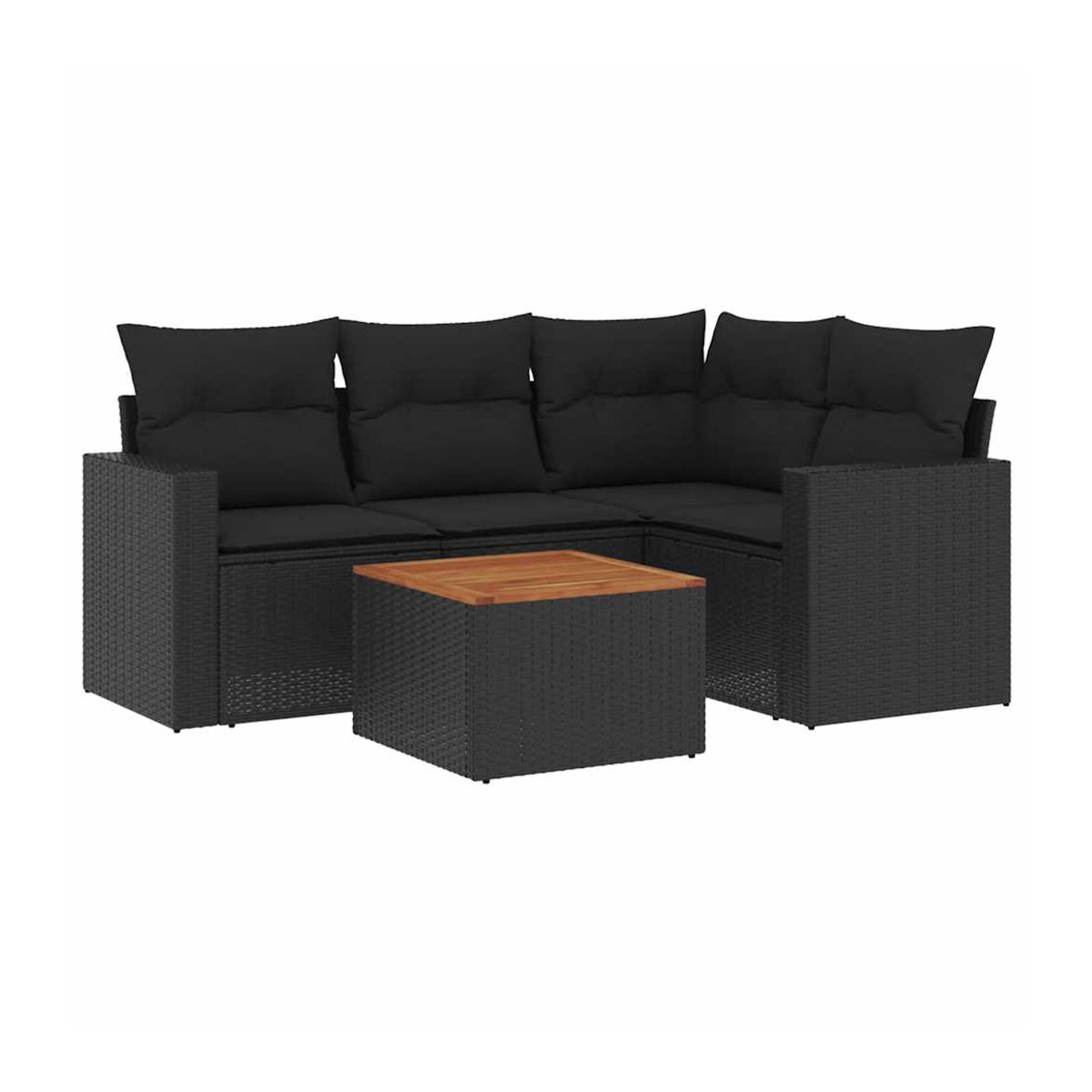 Vidaxl Garten-Sitzgruppe aus schwarzem PE-Rattan mit 5 Plätzen und Kissen im modernen Design - Bild 3