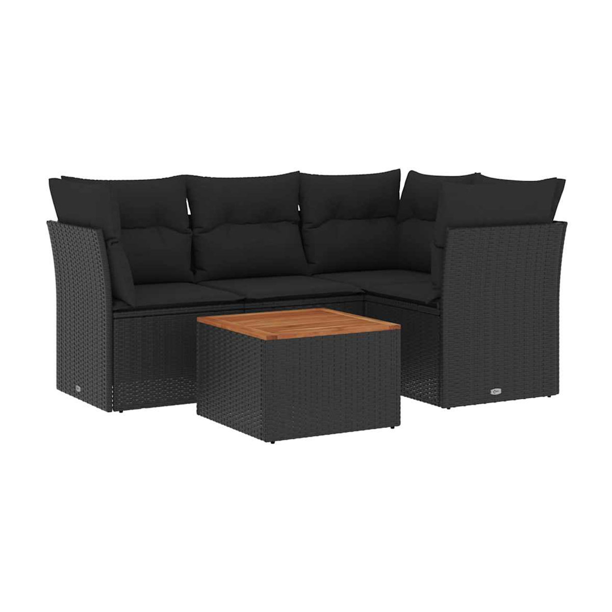 Vidaxl Garten-Sitzgruppe aus schwarzem PE-Rattan mit 5 Plätzen und Kissen im modernen Design - Bild 3