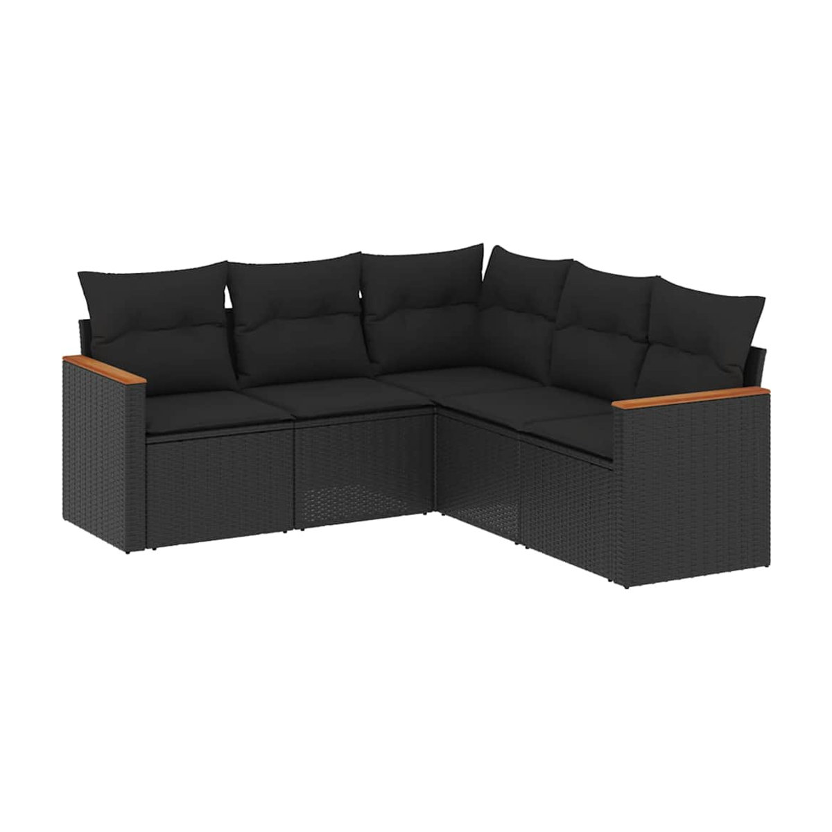 Vidaxl Garten-Sitzgruppe aus schwarzem PE-Rattan mit 5 Teilen und Kissen im modernen Design - Bild 3