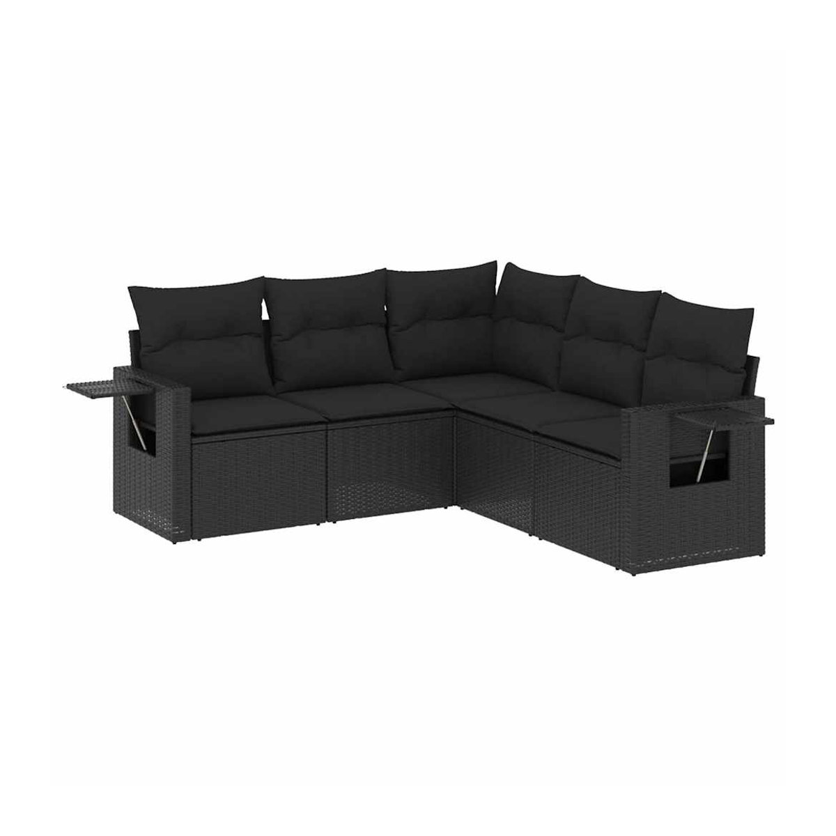 Vidaxl Garten-Sitzgruppe aus schwarzem PE-Rattan mit 5 Teilen und Kissen im modernen Design - Bild 2