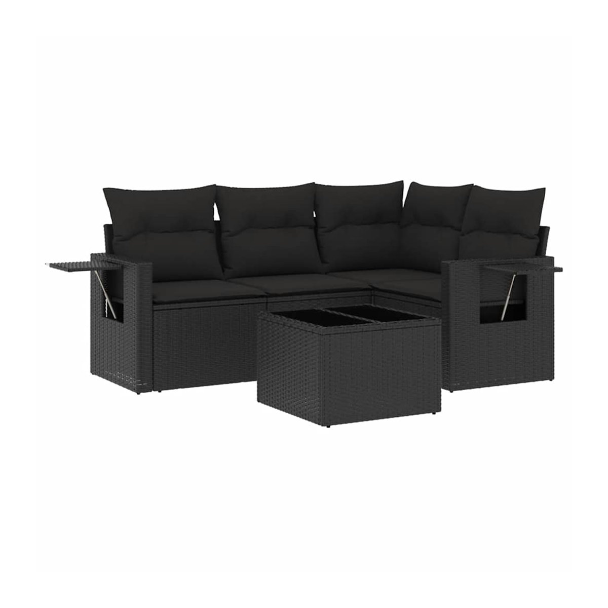 Vidaxl Garten-Sitzgruppe aus schwarzem PE-Rattan mit 5 Teilen und Kissen im modernen Design - Bild 2