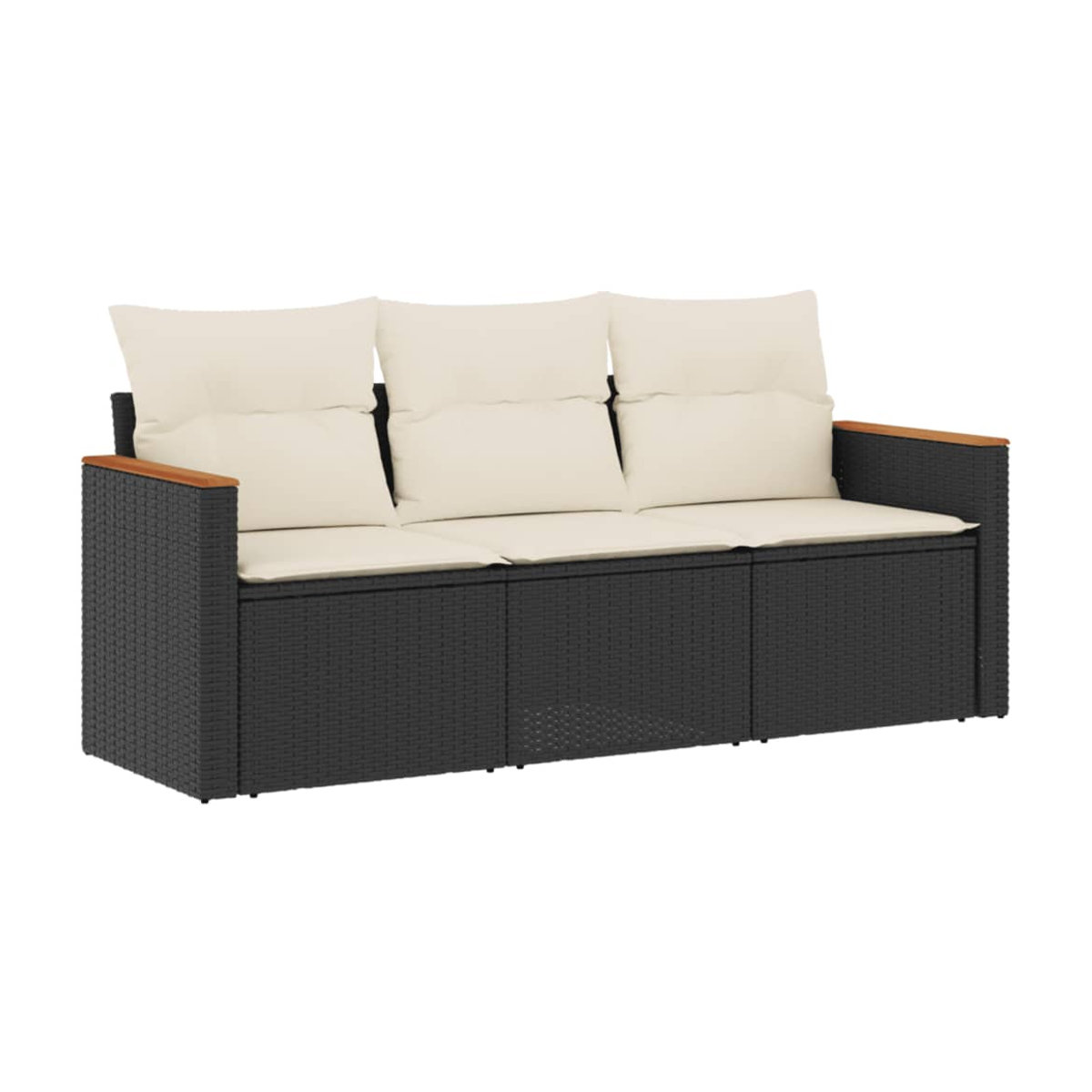Vidaxl Garten-Sitzgruppe aus schwarzem PE-Rattan mit beigen Kissen für Erwachsene in modernem Design - Bild 2