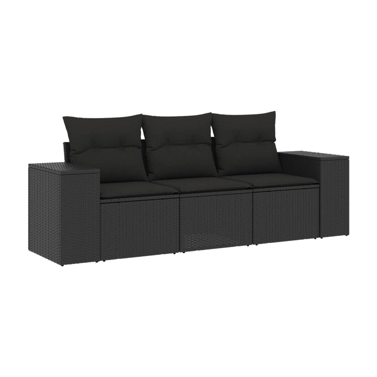 Vidaxl Garten-Sitzgruppe aus schwarzem PE-Rattan mit Kissen für Erwachsene in modernem Design - Bild 2