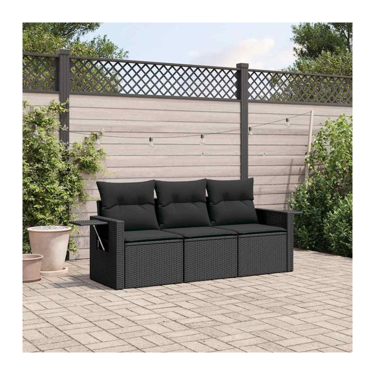 Vidaxl Garten-Sitzgruppe aus schwarzem PE-Rattan mit Kissen für Erwachsene in modernem Design - Bild 1