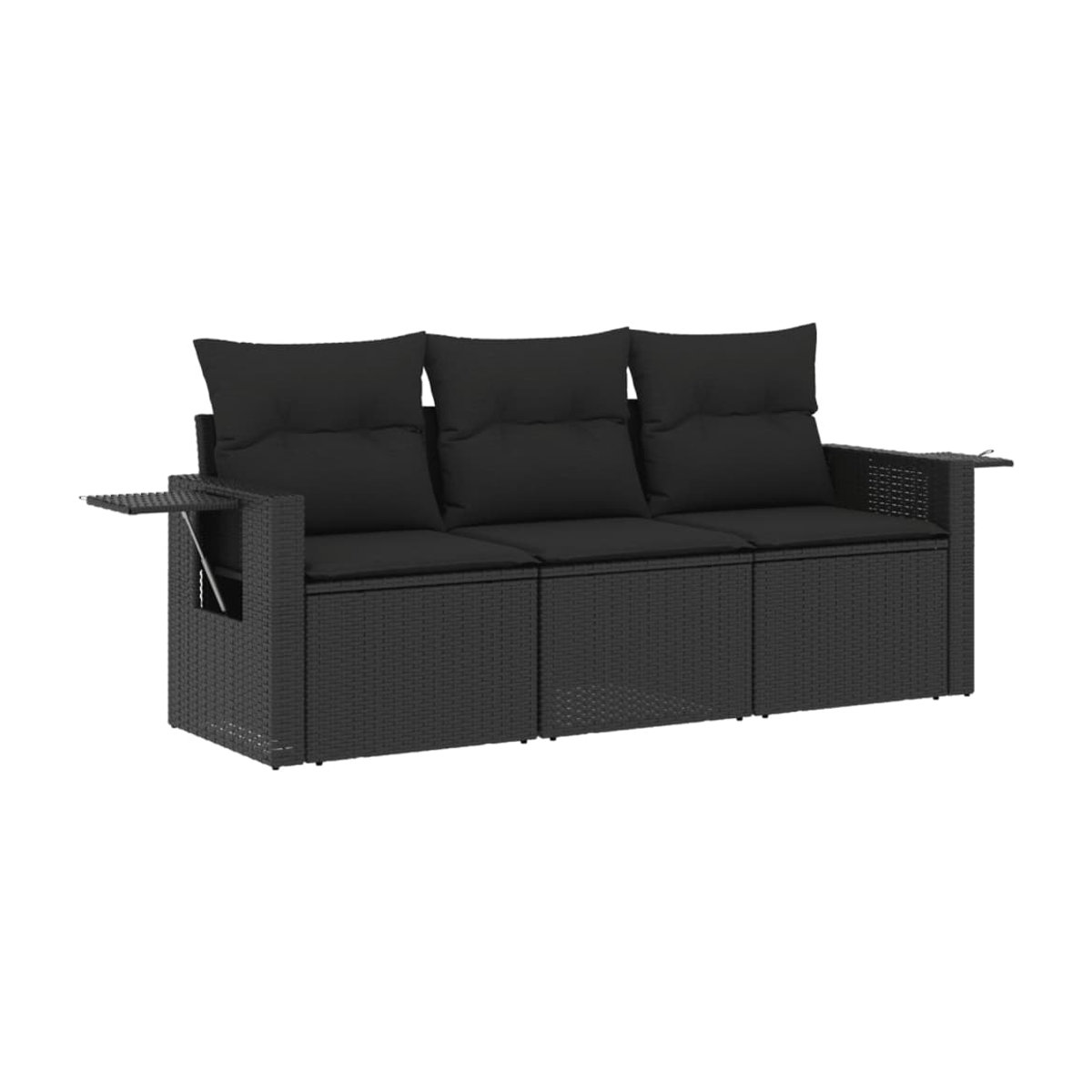Vidaxl Garten-Sitzgruppe aus schwarzem PE-Rattan mit Kissen für Erwachsene in modernem Design - Bild 2