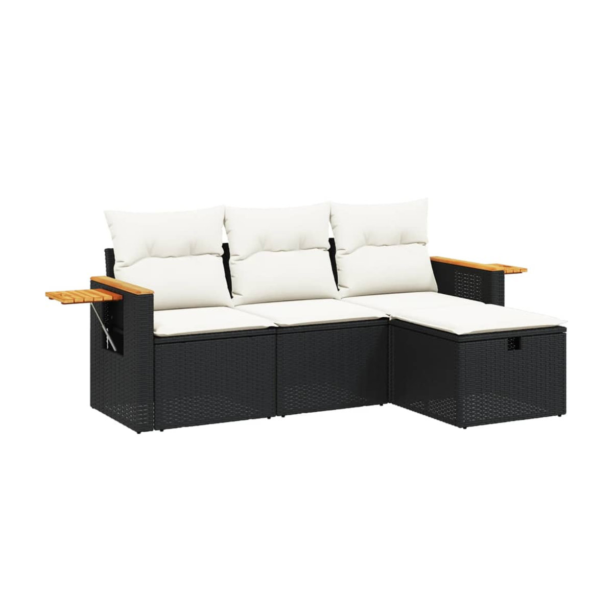 Vidaxl Garten-Sitzgruppe aus schwarzem PE-Rattan mit Kissen für Erwachsene, modern und stabil - Bild 3