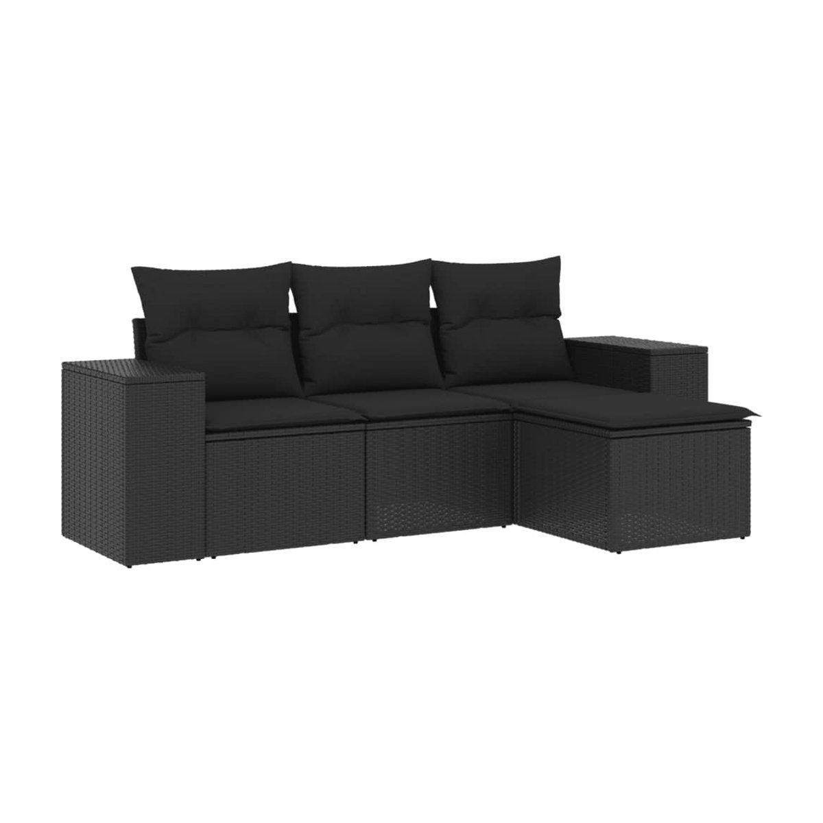 Vidaxl Garten-Sitzgruppe aus schwarzem PE-Rattan mit Kissen für Erwachsene, modern und stabil - Bild 2