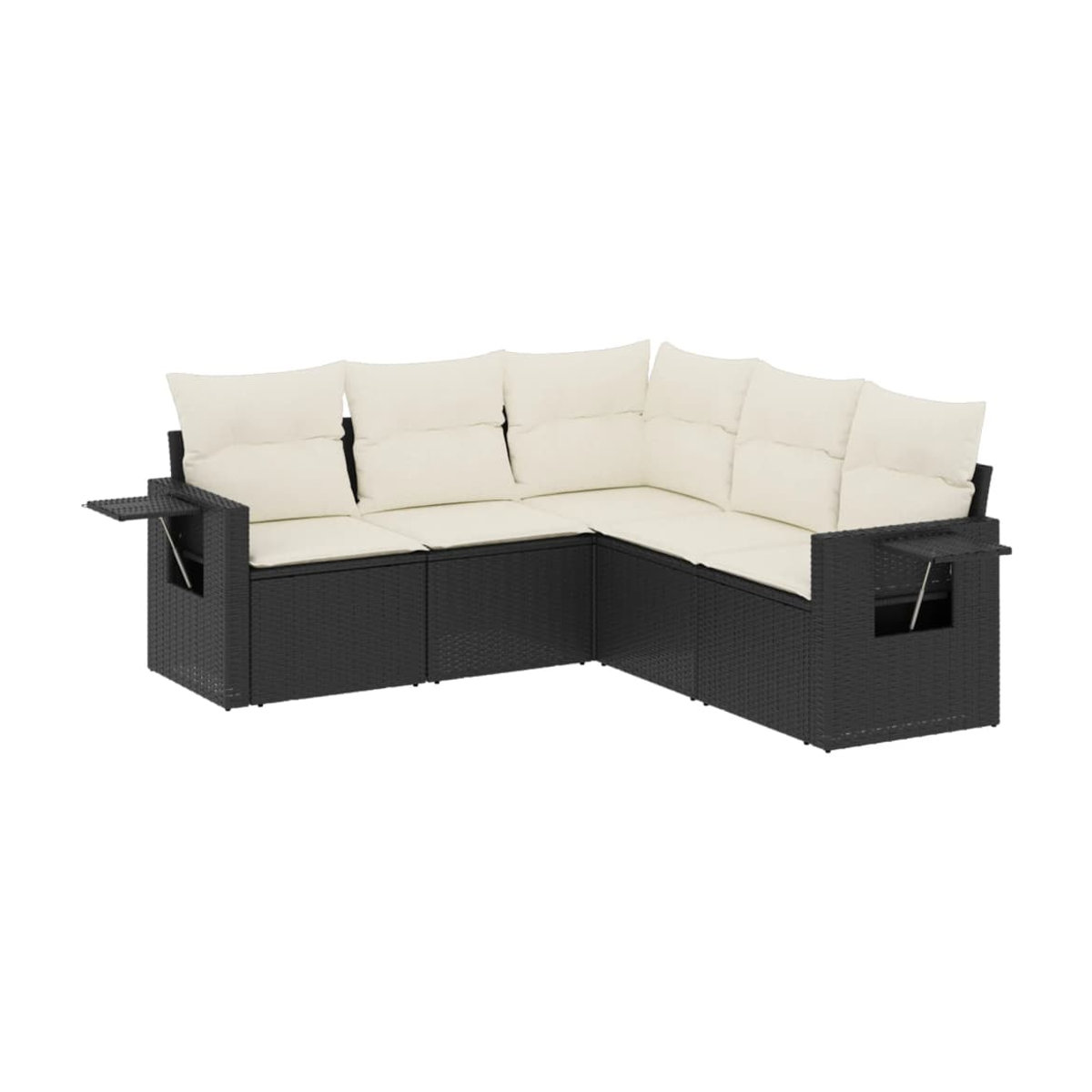 Vidaxl Garten-Sitzgruppe aus schwarzem PE-Rattan mit Kissen in Beige, 5-teiliges modernes Set - Bild 2