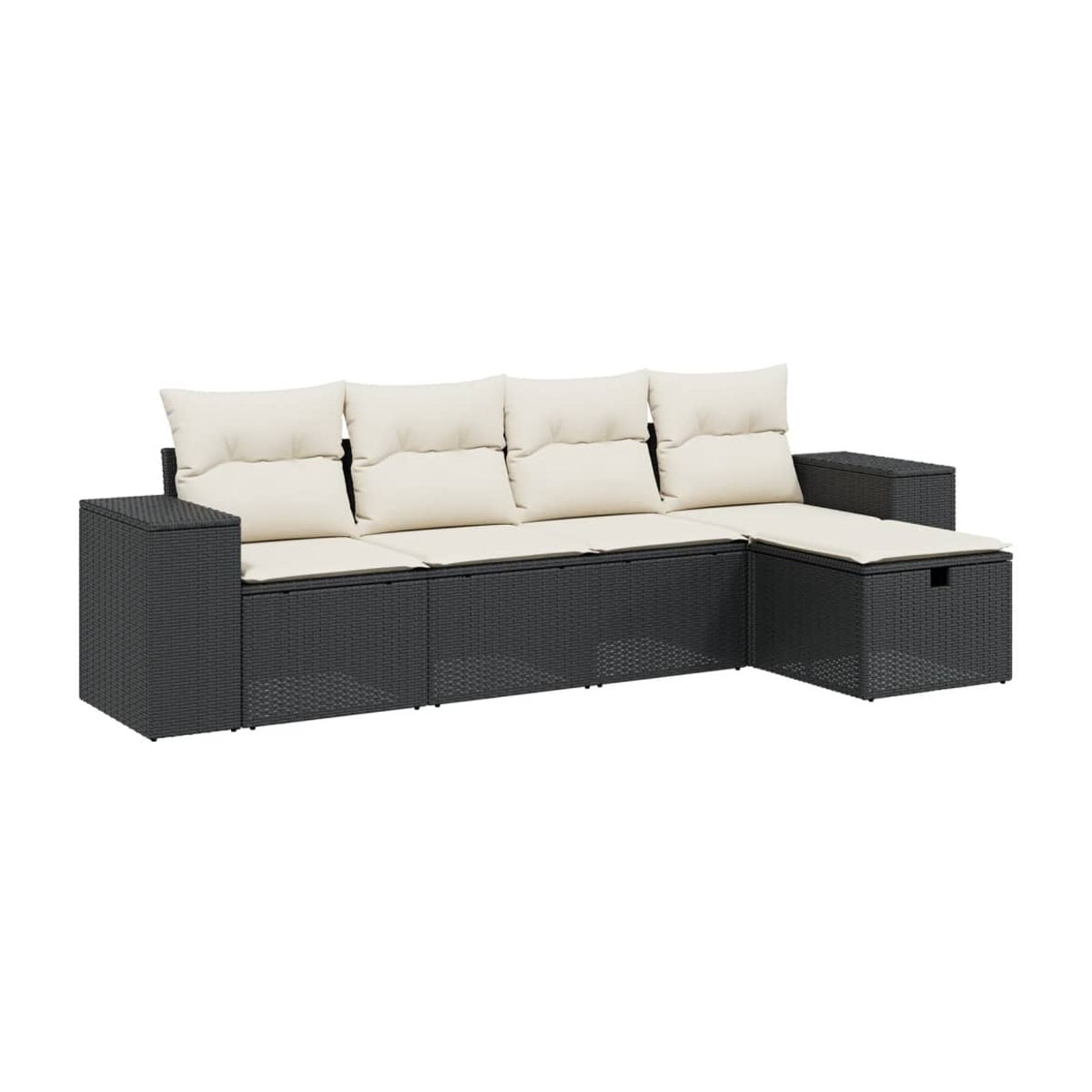 Vidaxl Garten-Sitzgruppe aus schwarzem PE-Rattan mit Kissen in Beige für 5 Personen - Bild 3