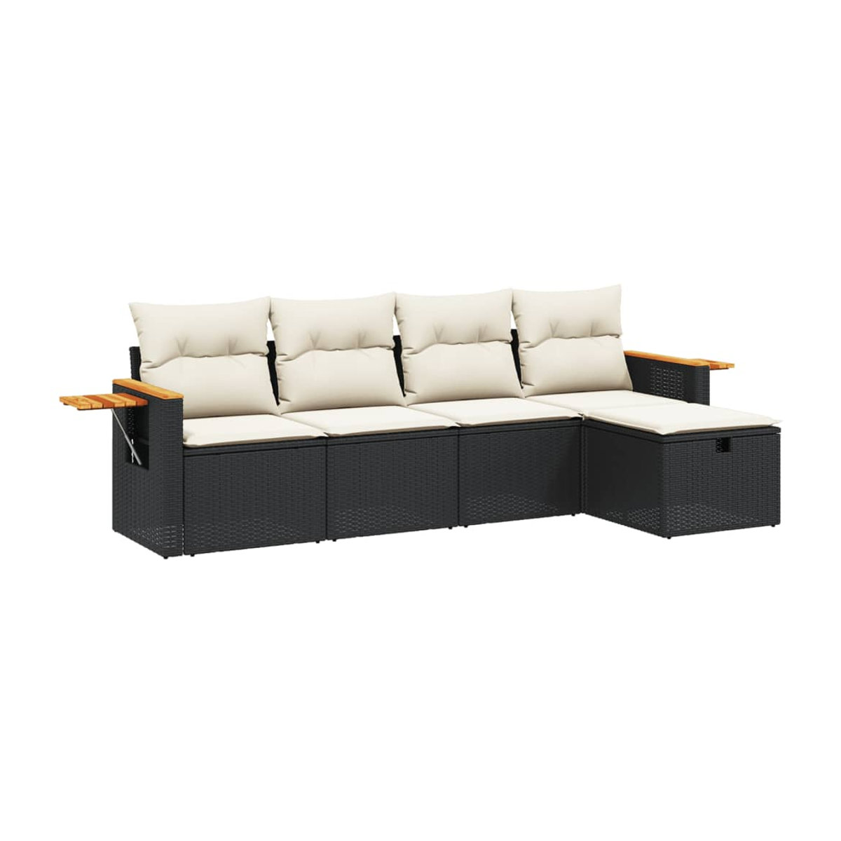 Vidaxl Garten-Sitzgruppe aus schwarzem PE-Rattan mit Kissen in Beige für Erwachsene - Bild 2