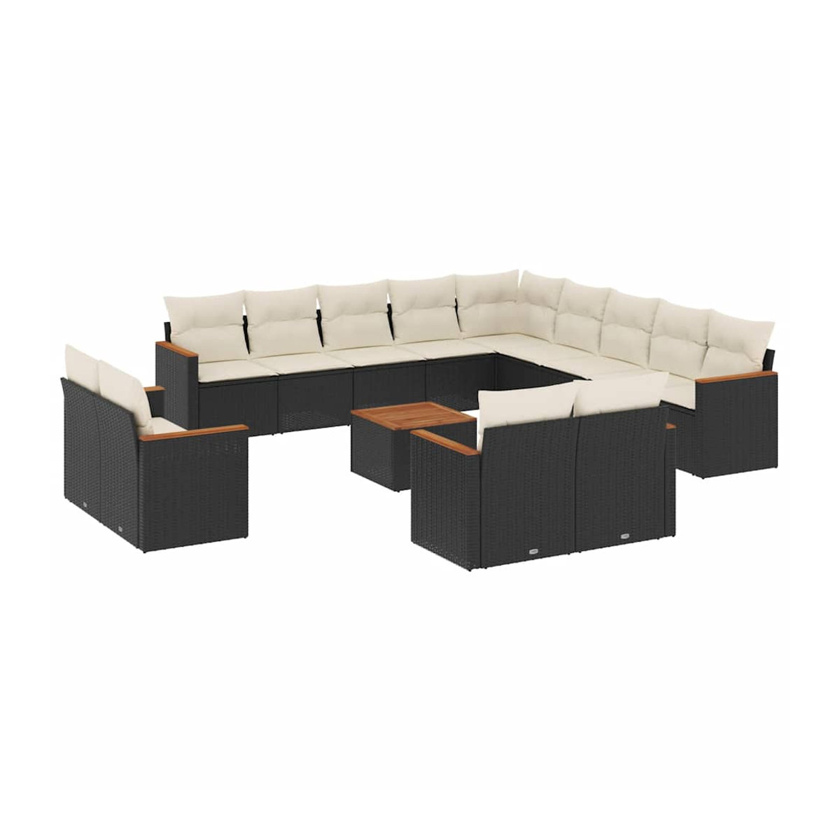 Vidaxl Garten-Sitzgruppe aus schwarzem Rattan mit beigen Kissen für Erwachsene im modernen Design - Bild 2