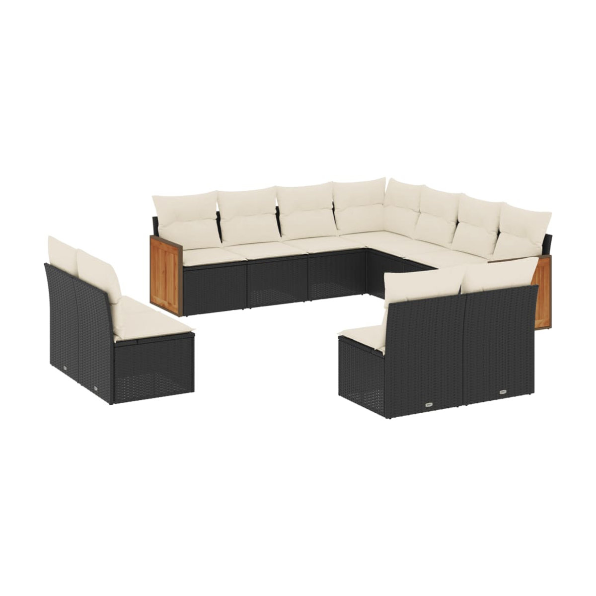 Vidaxl Garten-Sitzgruppe aus schwarzem Rattan mit beigen Kissen für Erwachsene im modernen Design - Bild 2