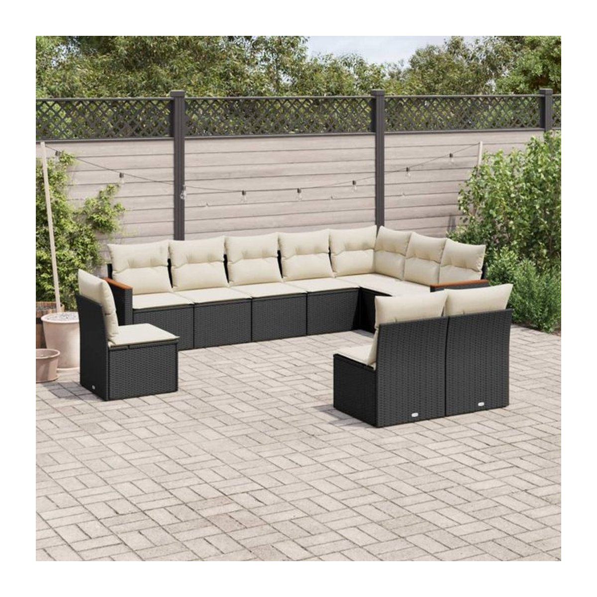 Vidaxl Garten-Sitzgruppe aus schwarzem Rattan mit beigen Kissen für Erwachsene, modernes Design - Bild 1
