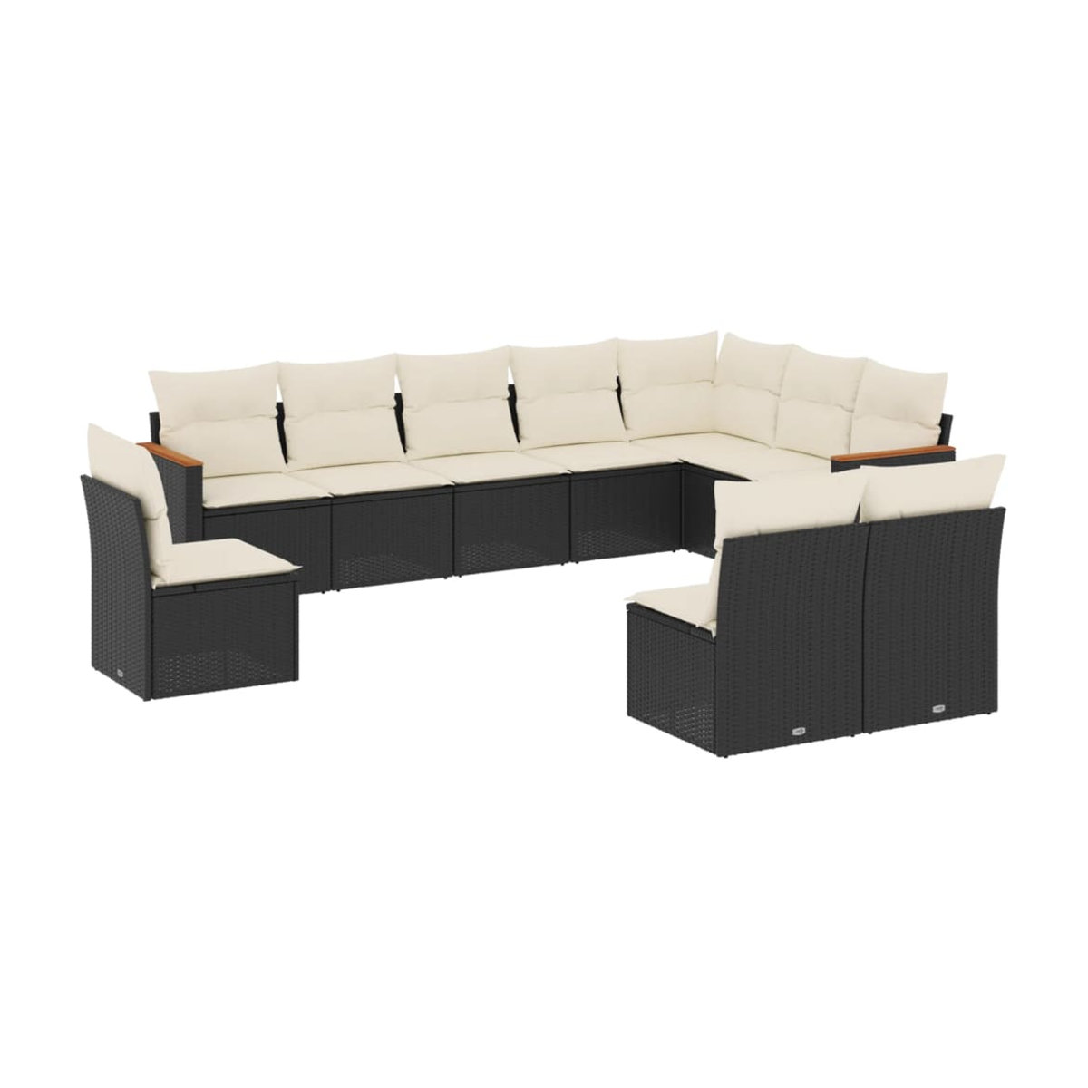 Vidaxl Garten-Sitzgruppe aus schwarzem Rattan mit beigen Kissen für Erwachsene, modernes Design - Bild 2