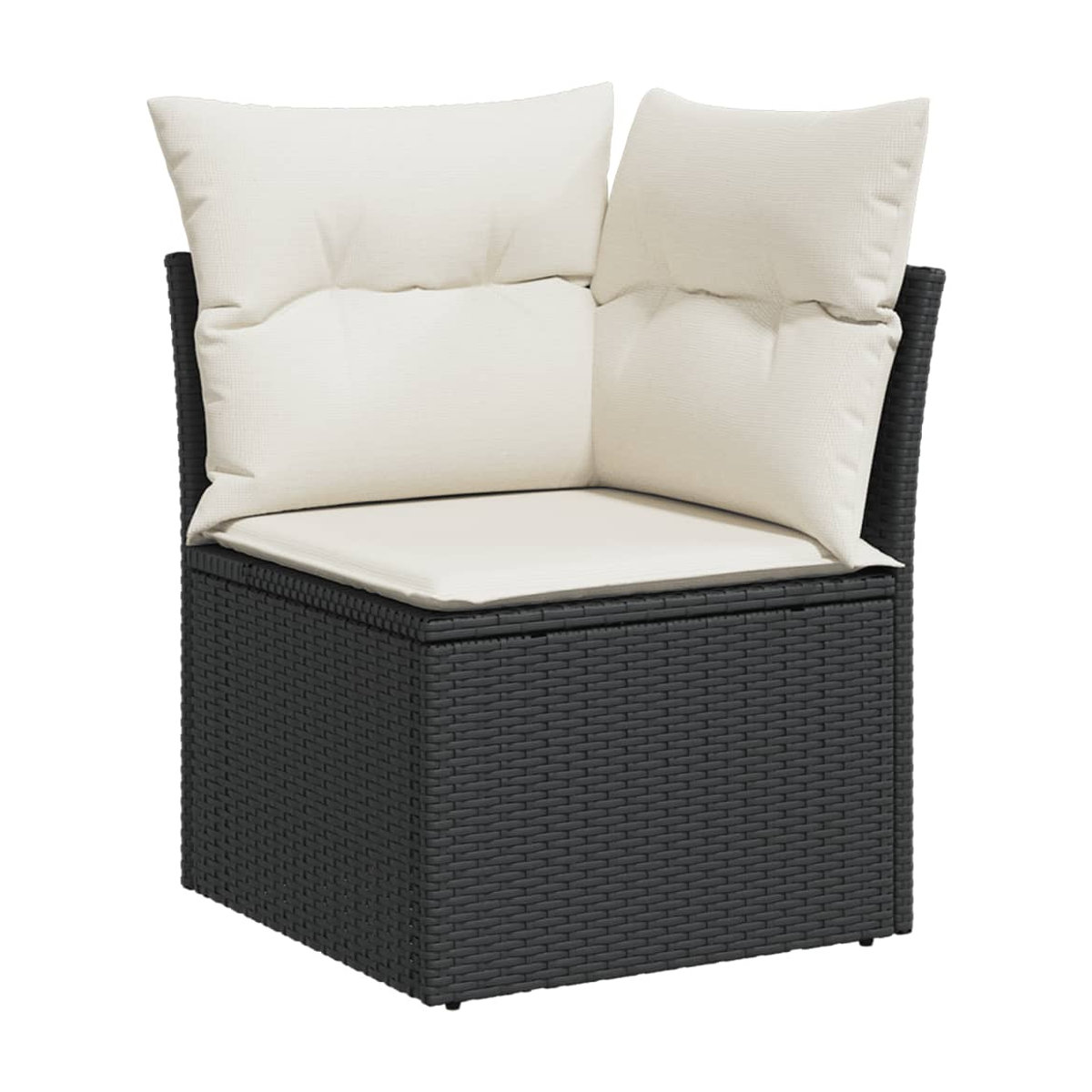 Vidaxl Garten-Sitzgruppe aus schwarzem Rattan mit beigen Kissen für Erwachsene, modernes Design - Bild 3