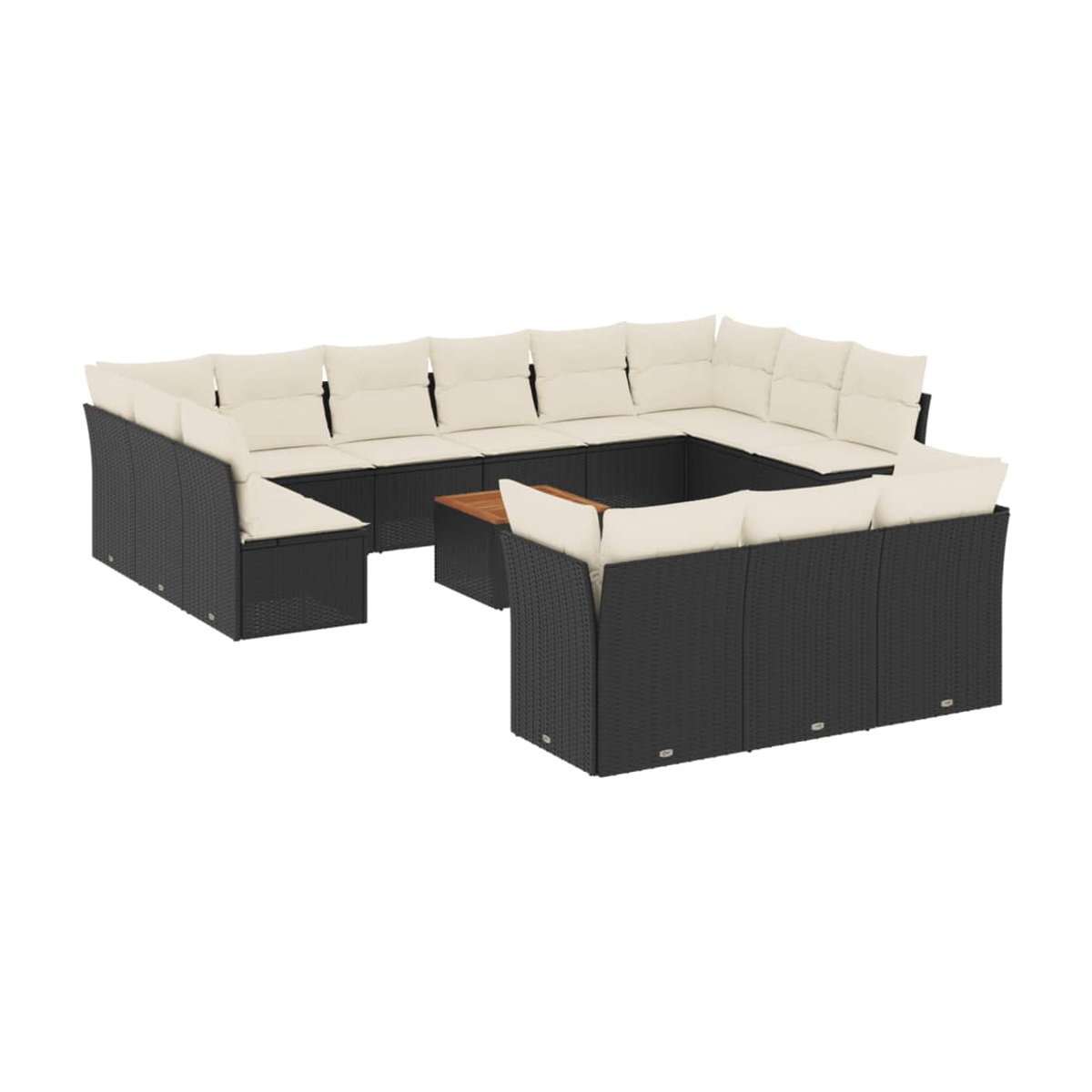 Vidaxl Garten-Sitzgruppe aus schwarzem Rattan mit beigen Kissen im modernen Design - Bild 2