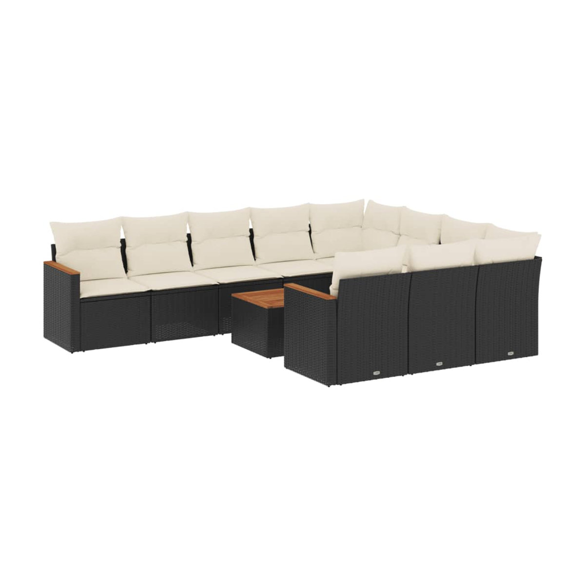 Vidaxl Garten-Sitzgruppe aus schwarzem Rattan mit beigen Kissen im modernen Design für Erwachsene - Bild 2