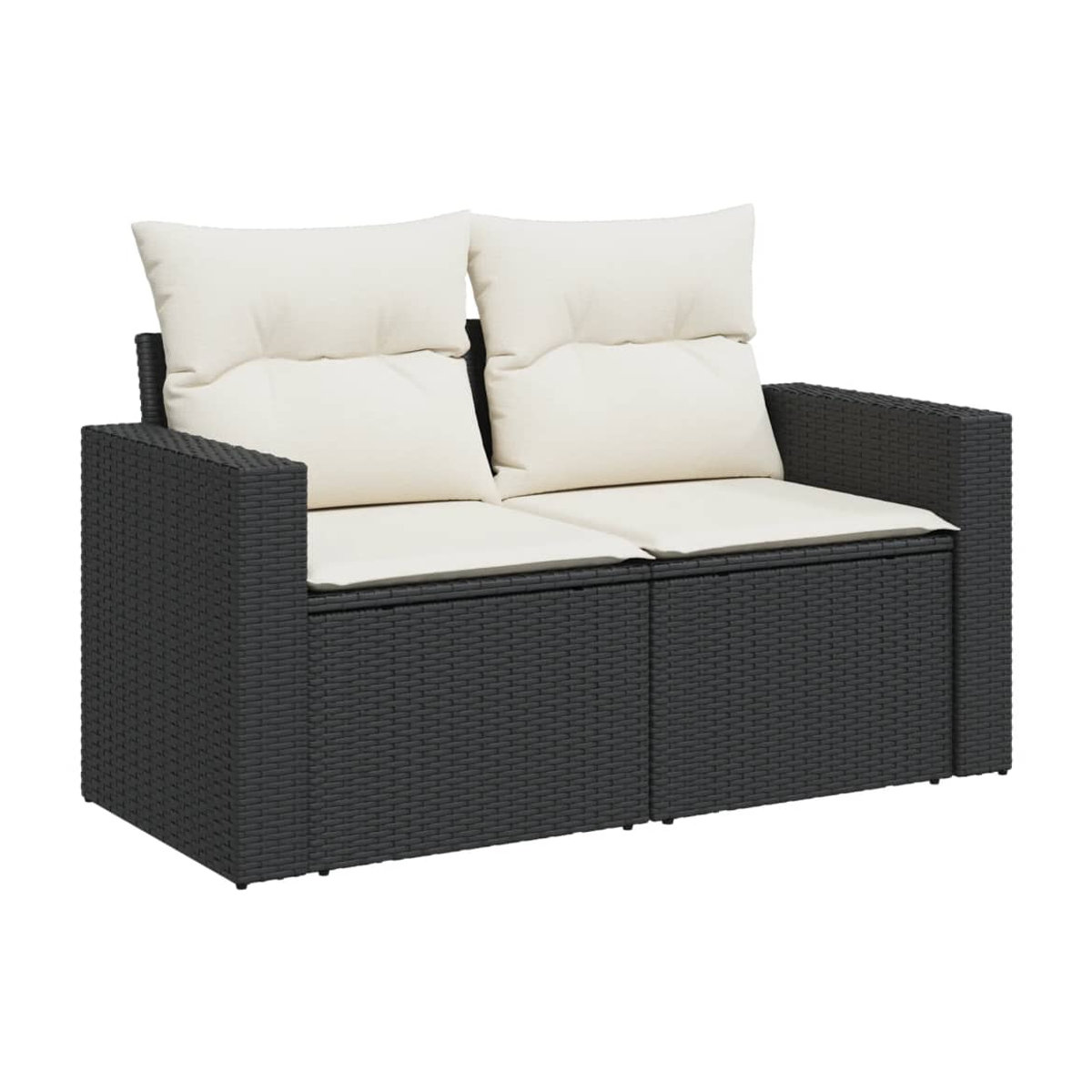 Vidaxl Garten-Sitzgruppe aus schwarzem Rattan mit beigen Kissen im modernen Design für Erwachsene - Bild 2