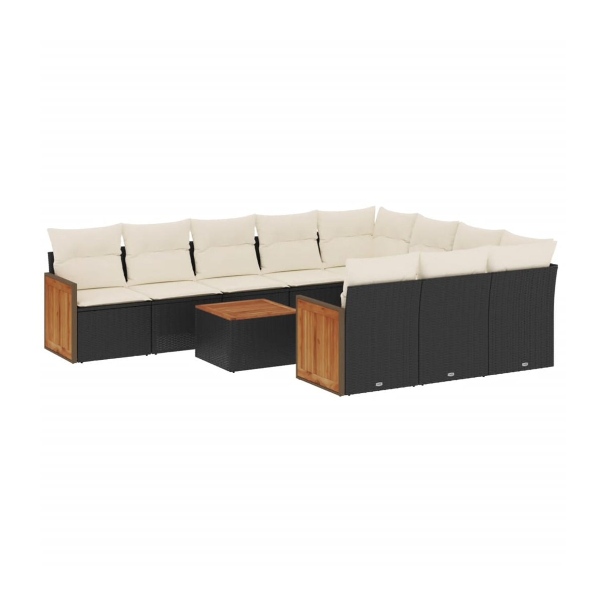 Vidaxl Garten-Sitzgruppe aus schwarzem Rattan mit beigen Kissen im modernen Design für Erwachsene - Bild 2