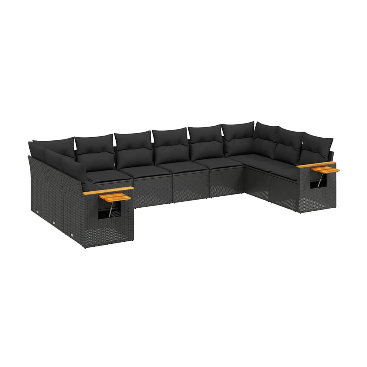 Vidaxl Garten-Sitzgruppe aus schwarzem Rattan mit Kissen für 10 Personen im modernen Design - Bild 3