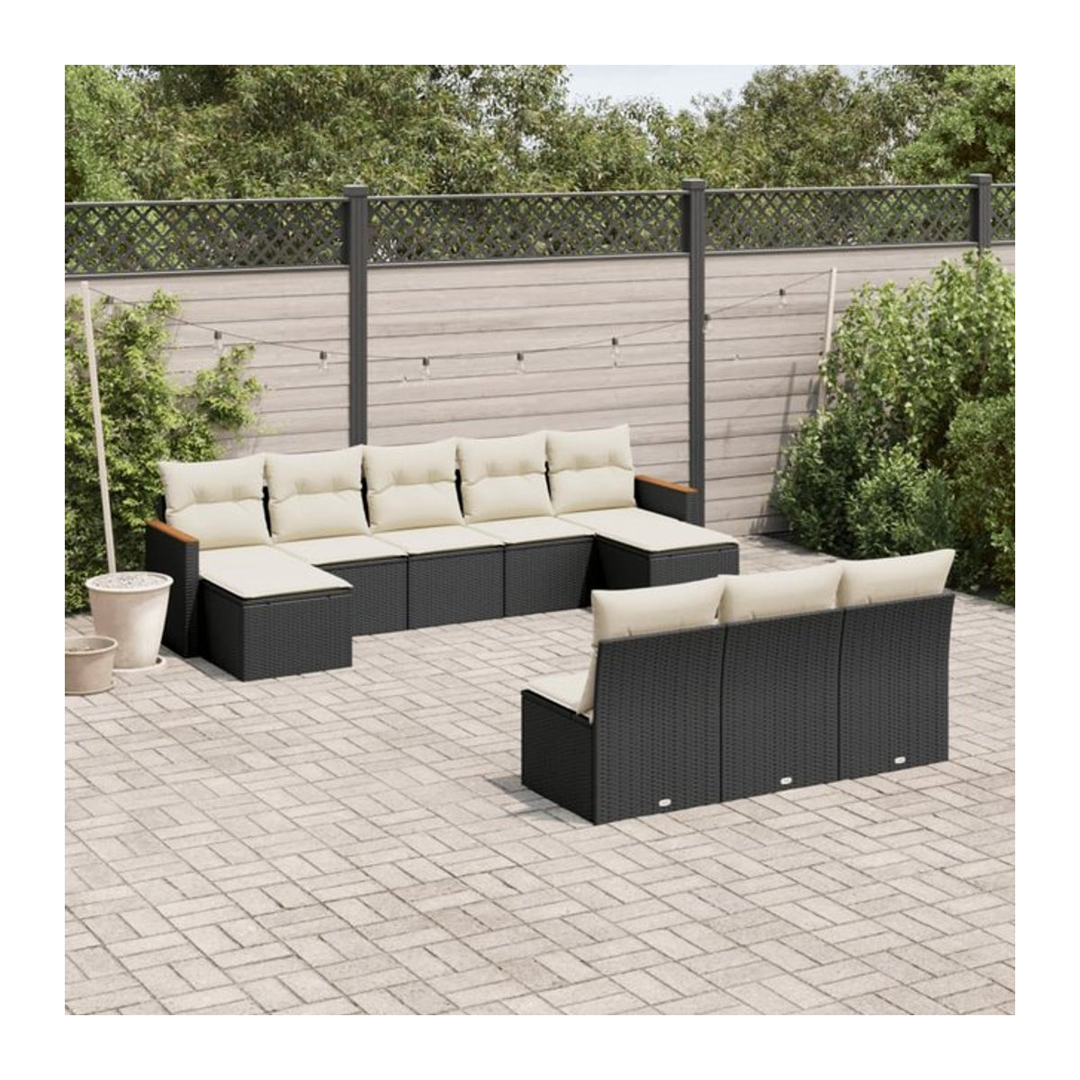 Vidaxl Garten-Sitzgruppe aus schwarzem Rattan mit Kissen für Erwachsene im modernen Design - Bild 1