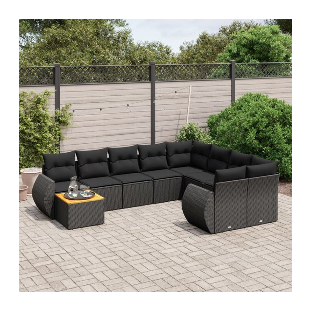 Vidaxl Garten-Sitzgruppe aus schwarzem Rattan mit Kissen für Erwachsene im modernen Design - Bild 1