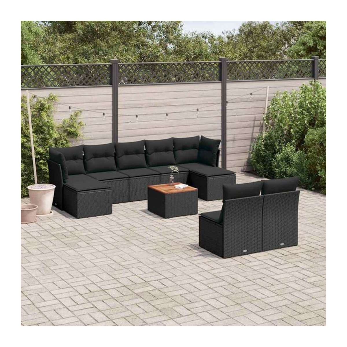 Vidaxl Garten-Sitzgruppe aus schwarzem Rattan mit Kissen für Erwachsene in modernem Design - Bild 1