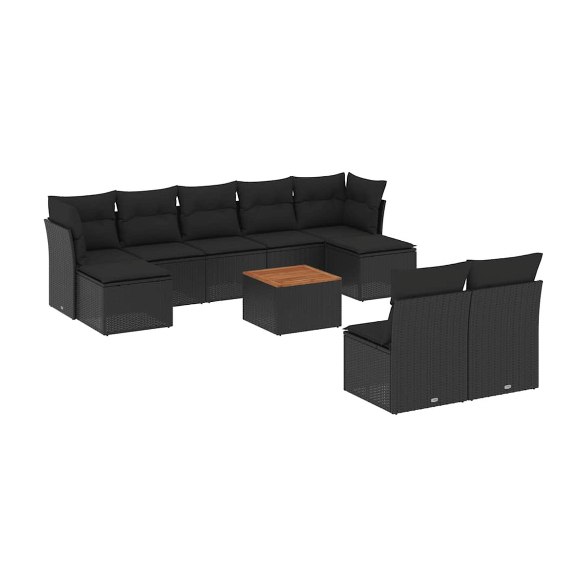 Vidaxl Garten-Sitzgruppe aus schwarzem Rattan mit Kissen für Erwachsene in modernem Design - Bild 3