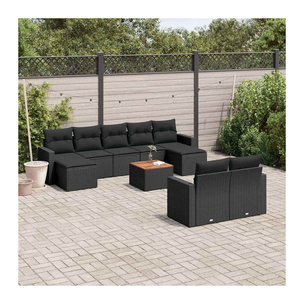 Vidaxl Garten-Sitzgruppe aus schwarzem Rattan mit Kissen für Erwachsene in modernem Design - Bild 1