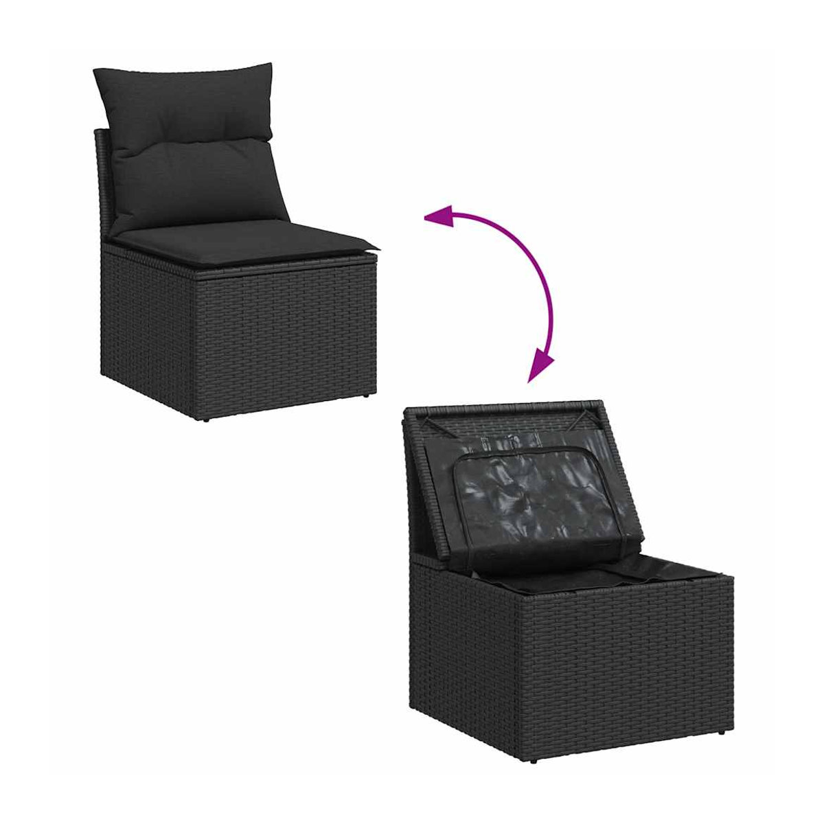 Vidaxl Garten-Sitzgruppe aus schwarzem Rattan mit Kissen für Erwachsene in modernem Design - Bild 5