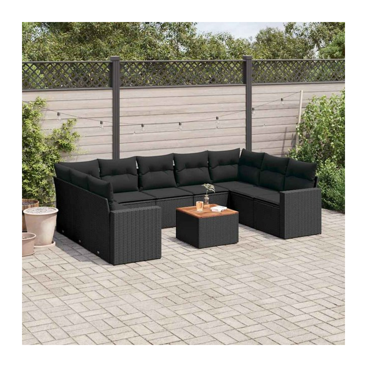 Vidaxl Garten-Sitzgruppe aus schwarzem Rattan mit Kissen für Erwachsene in modernem Design - Bild 1