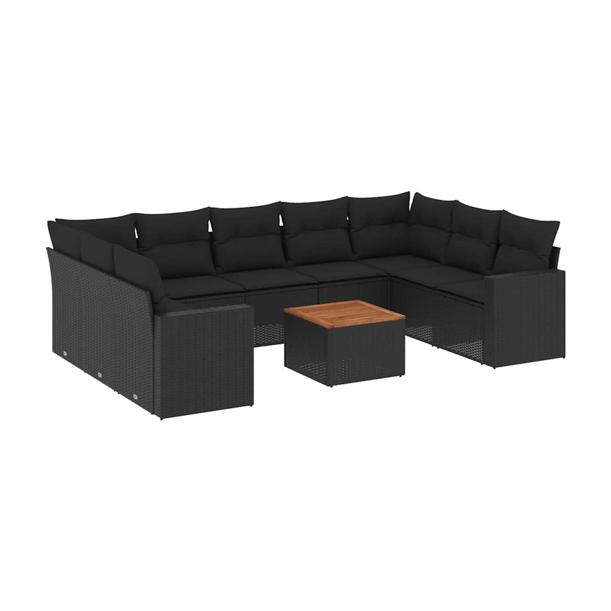 Vidaxl Garten-Sitzgruppe aus schwarzem Rattan mit Kissen für Erwachsene in modernem Design - Bild 4