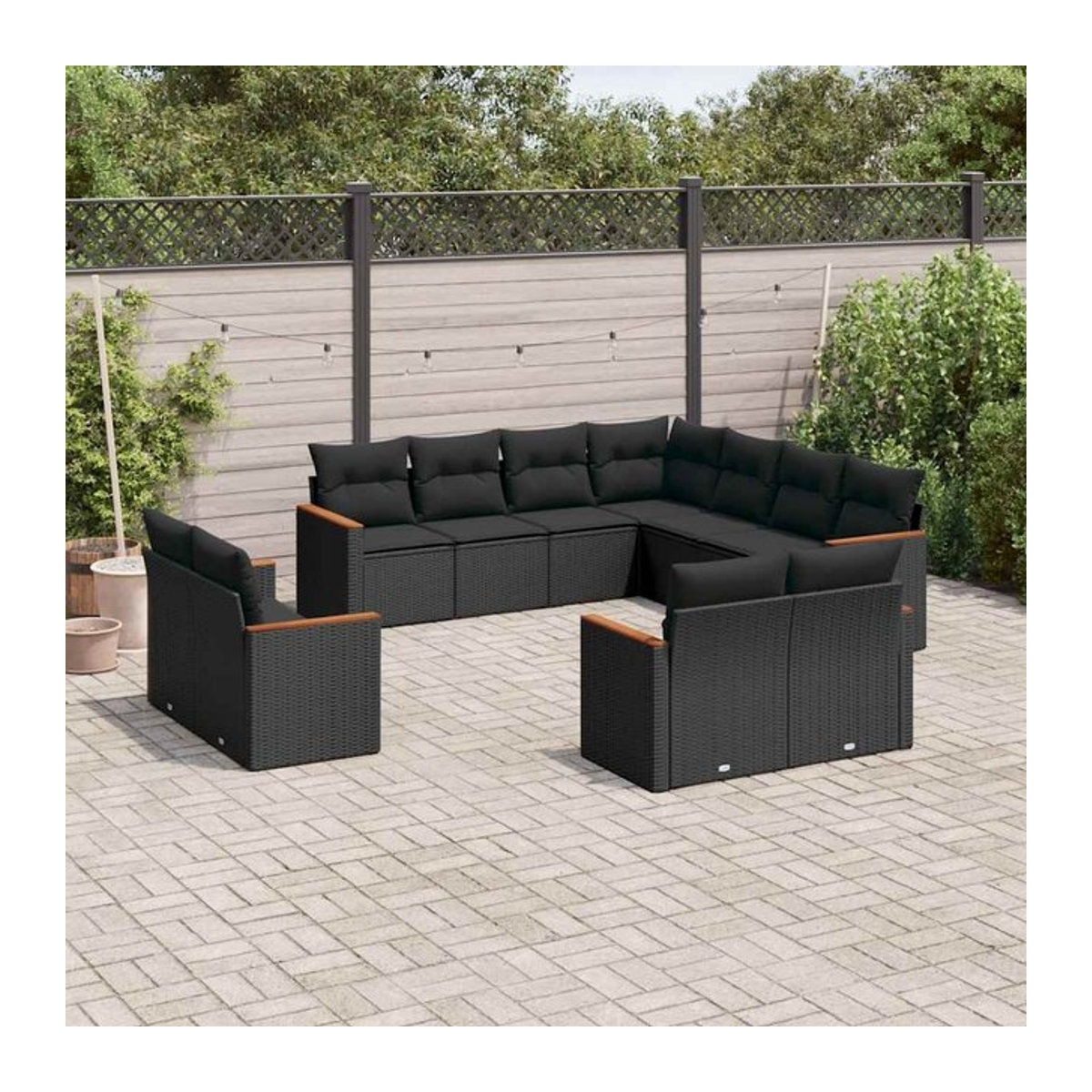 Vidaxl Garten-Sitzgruppe aus schwarzem Rattan mit Kissen für Erwachsene in modernem Design - Bild 1