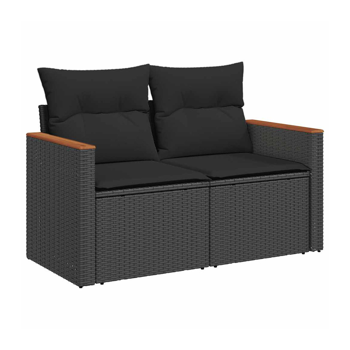 Vidaxl Garten-Sitzgruppe aus schwarzem Rattan mit Kissen für Erwachsene in modernem Design - Bild 3