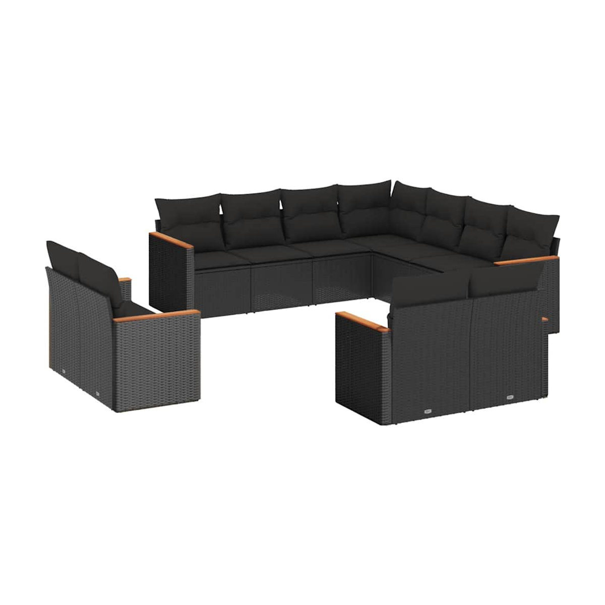 Vidaxl Garten-Sitzgruppe aus schwarzem Rattan mit Kissen für Erwachsene in modernem Design - Bild 5