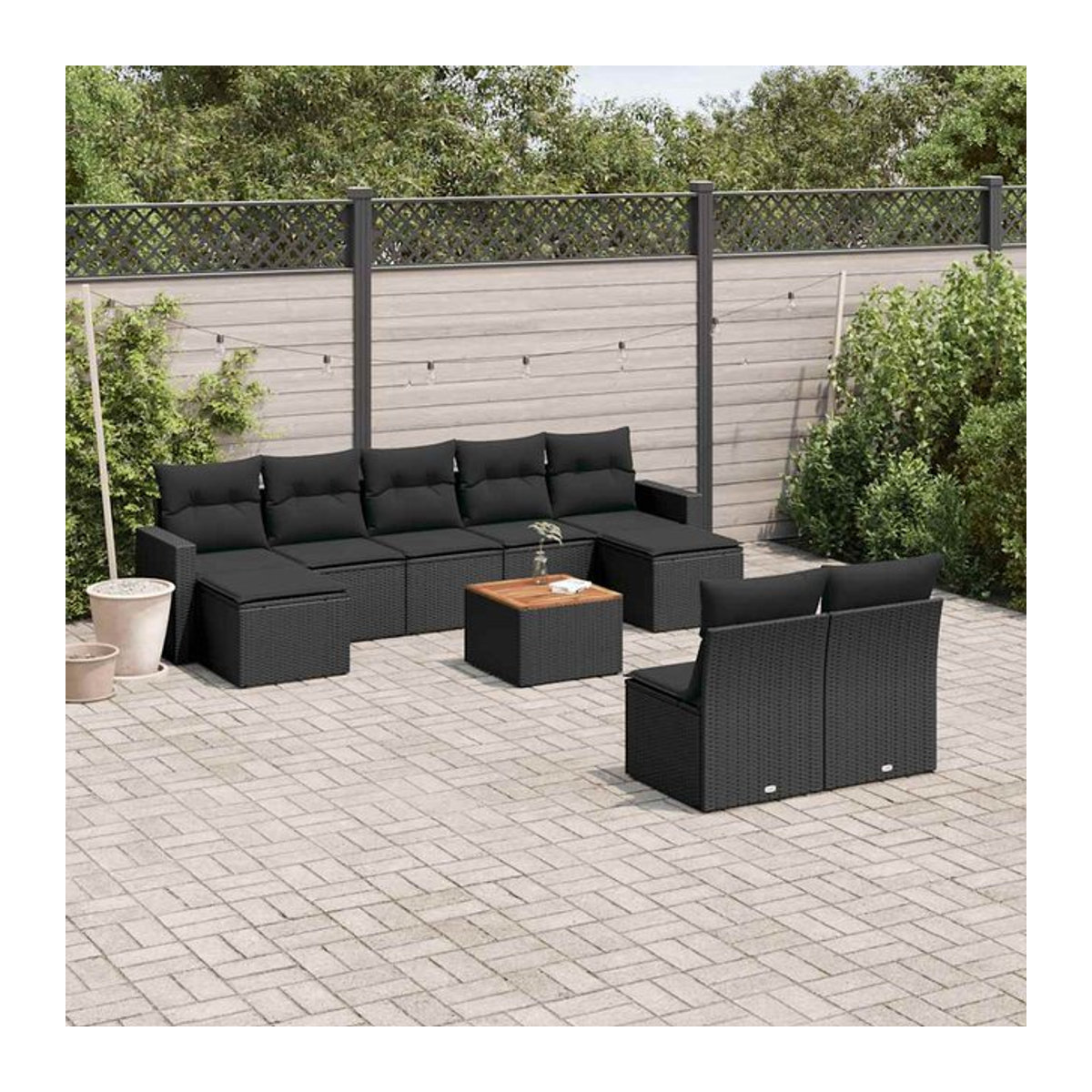 Vidaxl Garten-Sitzgruppe aus schwarzem Rattan mit Kissen für Erwachsene in modernem Design - Bild 1