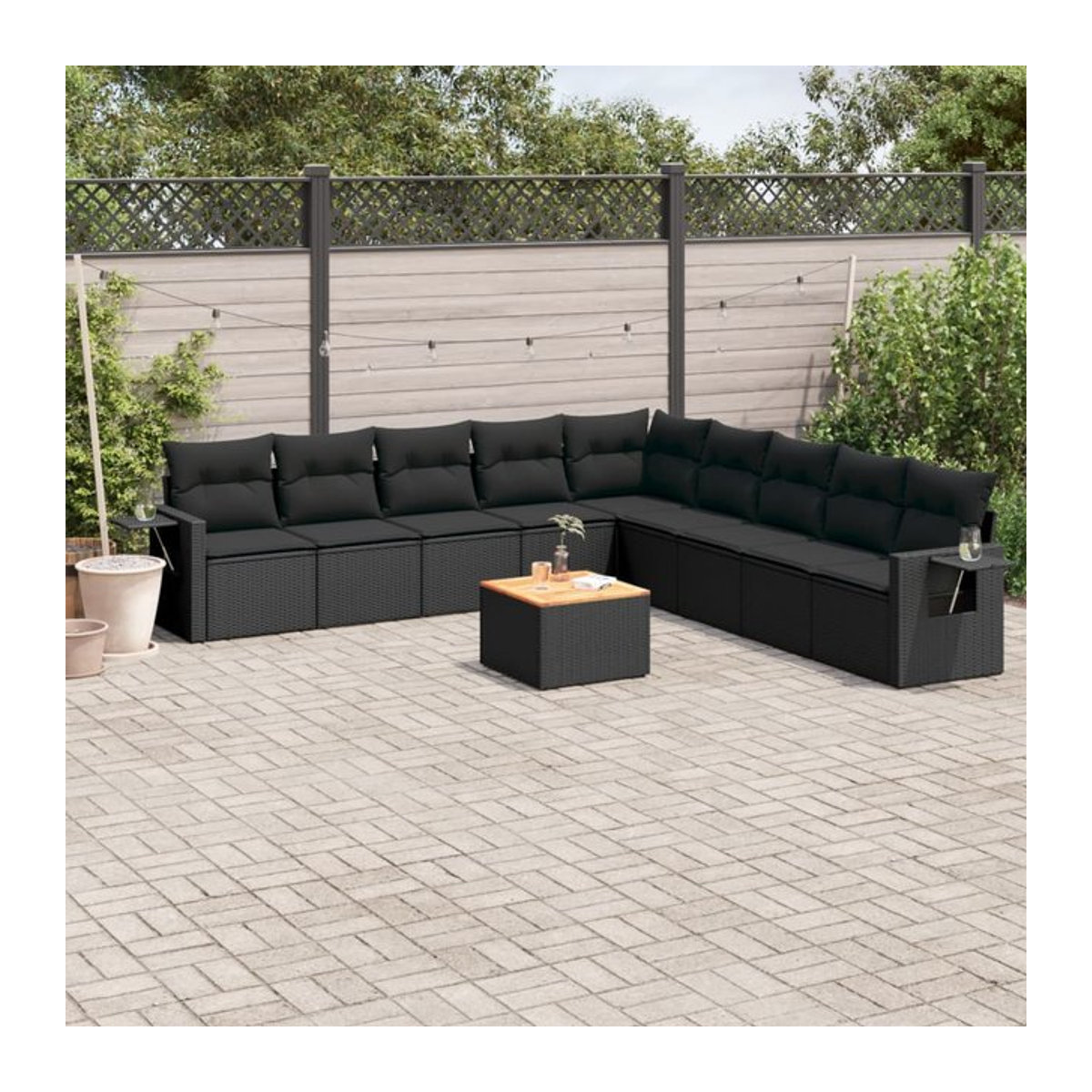 Vidaxl Garten-Sitzgruppe aus schwarzem Rattan mit Kissen für Erwachsene in modernem Design - Bild 1