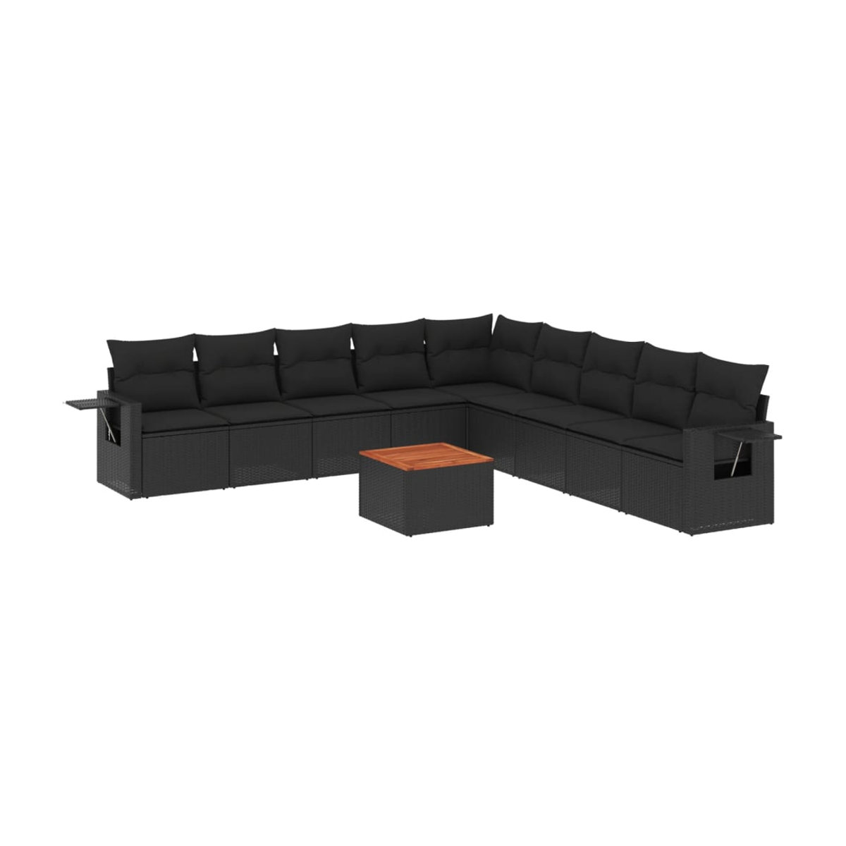Vidaxl Garten-Sitzgruppe aus schwarzem Rattan mit Kissen für Erwachsene in modernem Design - Bild 2