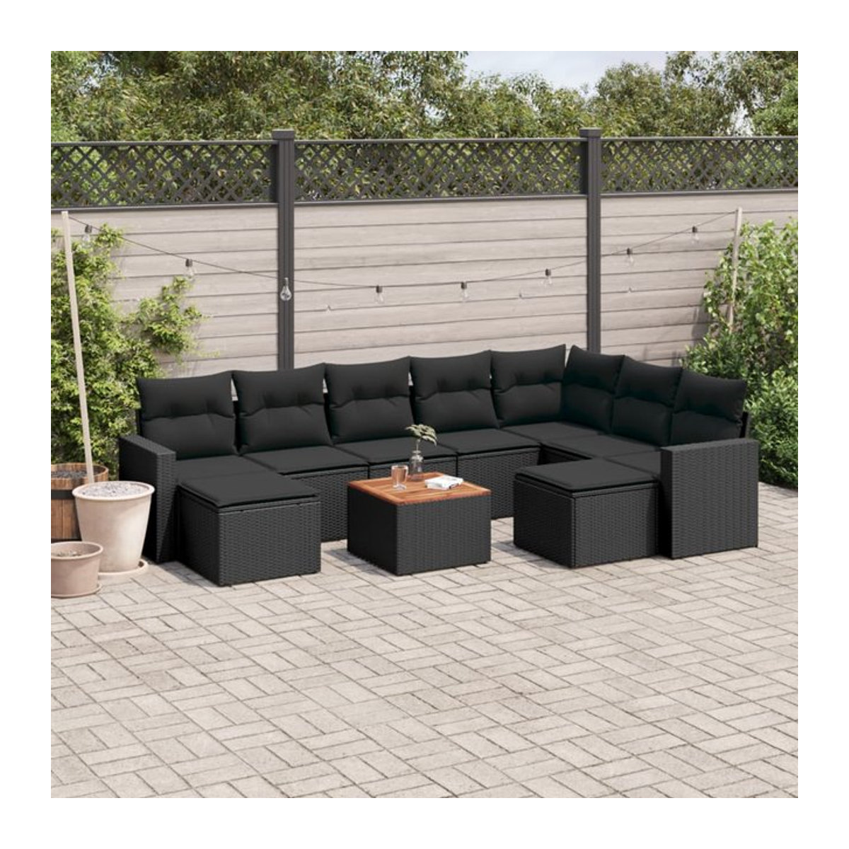Vidaxl Garten-Sitzgruppe aus schwarzem Rattan mit Kissen für Erwachsene in modernem Design - Bild 1