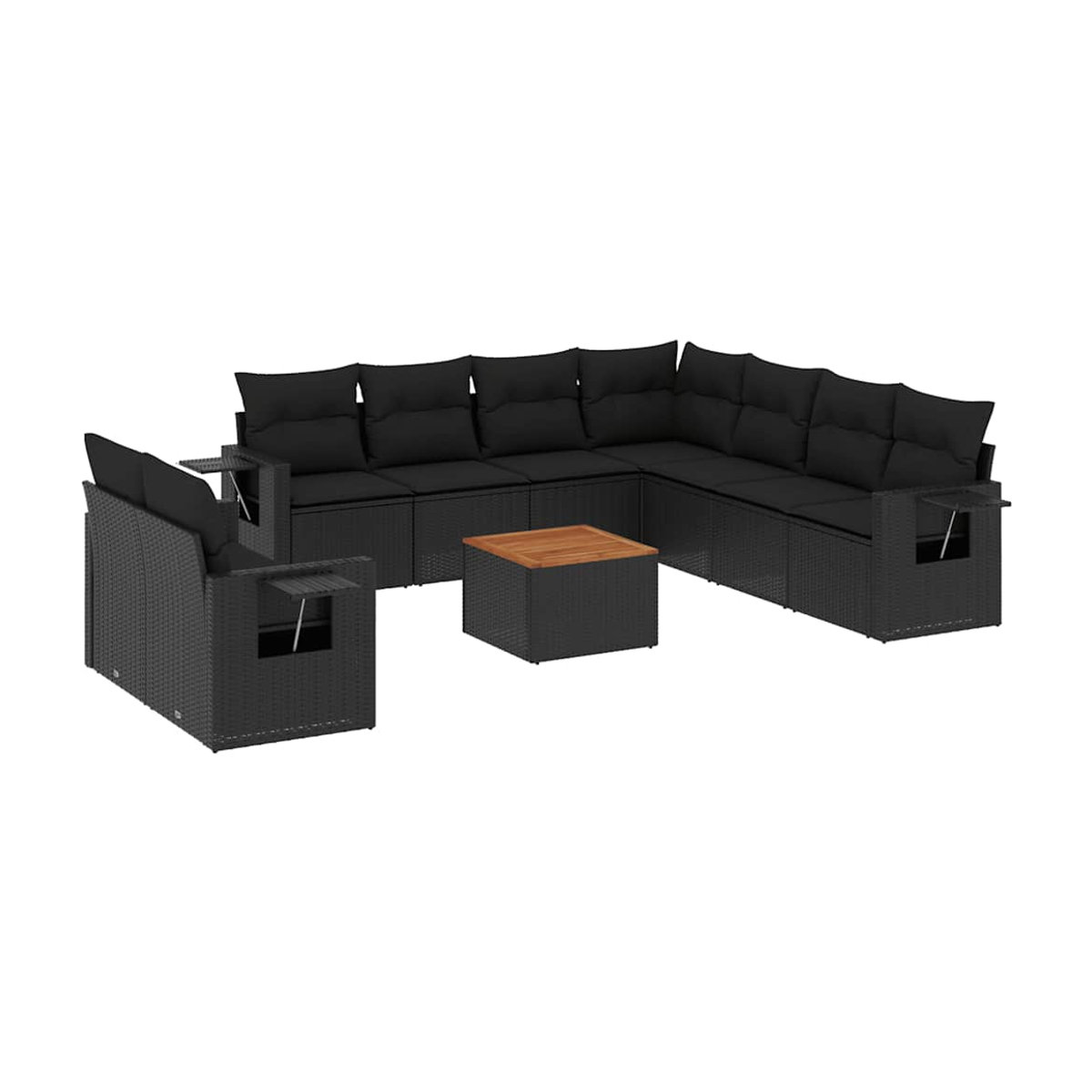 Vidaxl Garten-Sitzgruppe aus schwarzem Rattan mit Kissen für Erwachsene in modernem Design - Bild 2